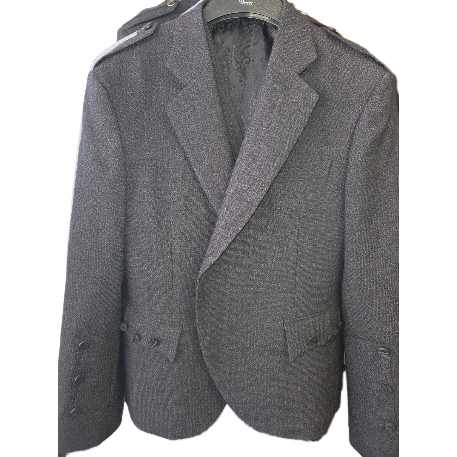 James Campbell -Charcoal Grey Arrochar Tweed Jacket & Waistcoat in stock 40 Reg image 4