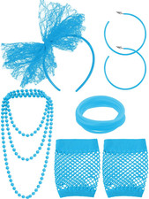 80s Costume Accessories Set Lace Headband Gloves Earrings Necklace Bracelets 80s