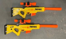 2x Fortnite Nerf Gun Yellow Sniper Rifle BASR-L w/scope and magazine NEVER USED
