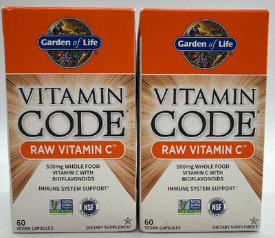 2PK Garden of Life Vitamin Code Raw Vitamin C ~ 60 Capsules EACH ~ EXP 1/27