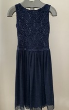 SWING festliches Kleid Blumenmuster Spitze elegant blau Gr. 36 S NP 129 Euros