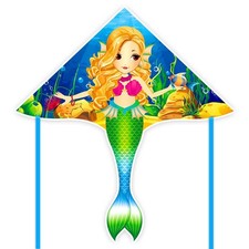 Mermaid Kite, Large, Polyester, Multi Color, Fiberglass Frame, Easy to Fly fo...