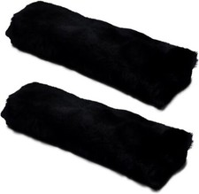 Andalus Genuine Sheepskin Car Seat Belt Cover Pad Soft Fuzzy, Comfy Black