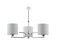Deckenlampe Reka Chrom Grau Stoff Schirm Kronleuchter Wohnzimmer Esszimmer