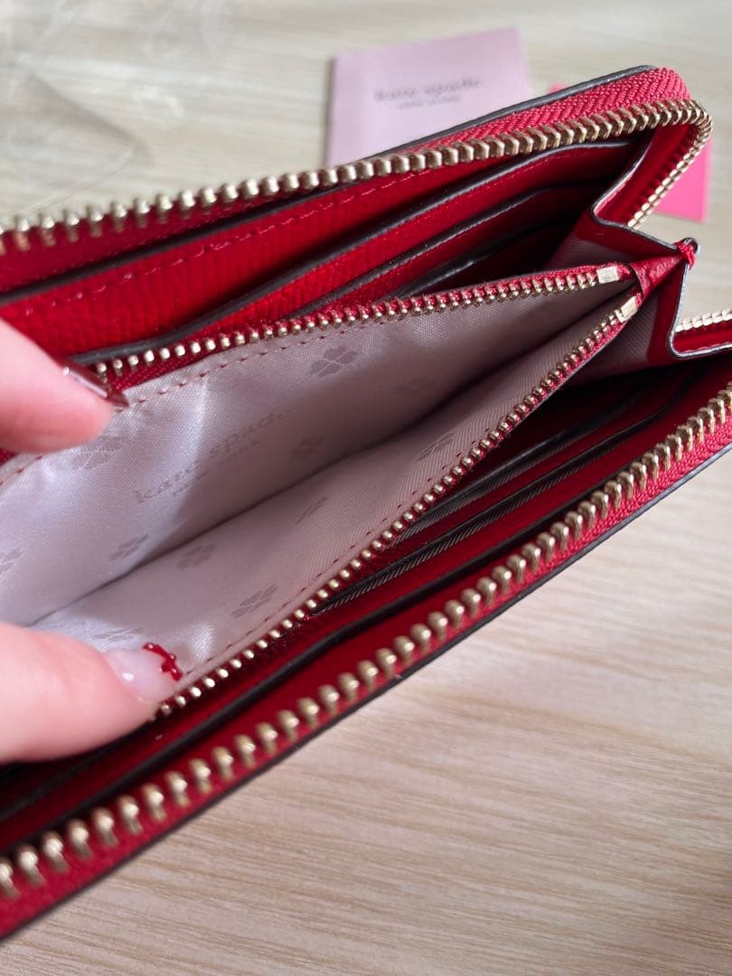 KATE SPADE Long Wallet Leather Red Care Card New thumbnail 5