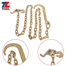 5/16 × 8 FT Grade 70 Tow Chain 15" J Hook Mini R Hook Recovery Wrecker
