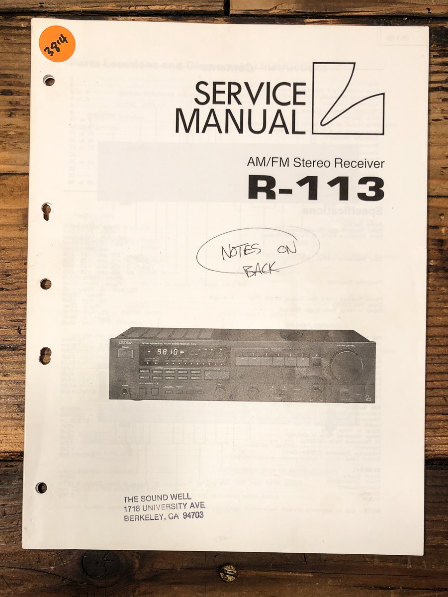 Luxman R-113 Receiver Service Manual *Original*
