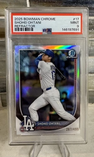 2025 Bowman Chrome Shohei Ohtani #17 REFRACTOR /499 Dodgers PSA 9 MINT