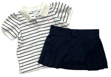 NWT Polo Ralph Lauren Girls Vintage Striped Polo Shirt and Skirt Set sz 6m