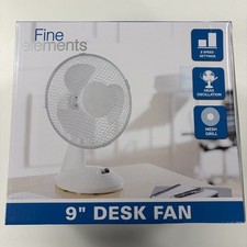 Fine Elements COL1250 9 inch Desk Fan with 2 Speed Control - White New Sealed
