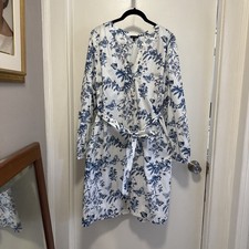 Talbots Poplin Shirt Dress Butterfly Toile Knee Length Long Sleeve XL Romantic