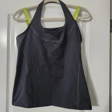 GAP Body Dark Gray and Lime Tank Top With Built In Bra Size Large