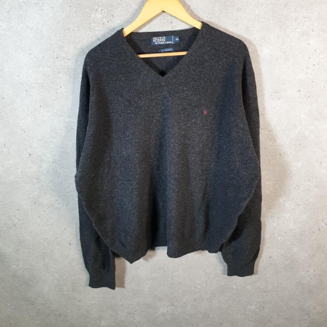 Polo Ralph Lauren vintage maglia lana di agnello felpa uomo XL grigio pullover pony