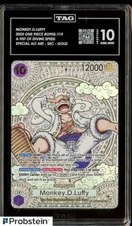 2025 ONE PIECE MONKEY D LUFFY 3RD ANNIV. GOLD OP05 119 TAG SCORE 966 GEM MINT 10