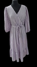 Dorothy Perkins Soft Girl Dress Midi Short Sleeve  Checked Gingham Dress . 16