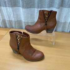 Nine West Vintage America Collection Celinna Studded Ankle Boots Size 7.5 Cognac