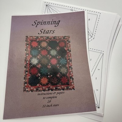 Vtg Karen K. Stone Spinning Stars Quilt Pattern Paper Pieced 20 12-Inch Blocks