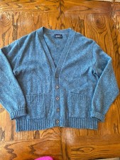 Vintage 1990s Puritan Wool Knit Blue Button-Up Cardigan Sweater Made In USA XL