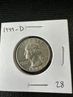 1949 D Washington Silver Quarter Denver Mint Mark