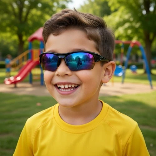 Black & Blue Kids Childrens Wraparound Sunglasses Girl Boy Shades Glasses UV400 - Picture 4 of 8