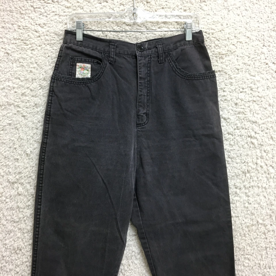 VINTAGE Cherokee Jeans 14 Womens Black High Rise Mom Tapered Dark Wash Denim USA - Image 2 of 4