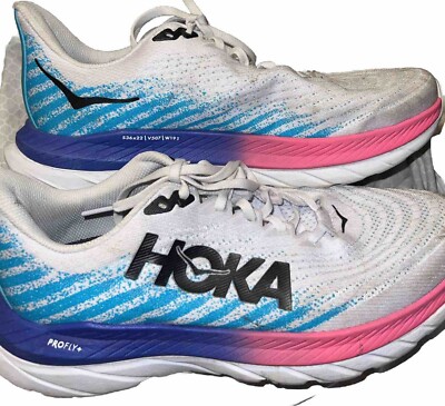 Hoka Mach 5 Mens 10B White/Scuba Blue | eBay display picture 1
