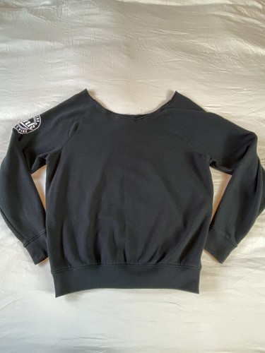 PINK 80s Inspired Sweatshirt S Victoria’s Secret Black Dayglo Logo Wide Neck - Picture 7 of 10