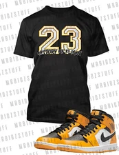 23 History of Flight Tee Shirt J1 Mid Light Yellow Graphic Hip Pro Club Shaka T