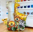 44pcs 40" Cream Jungle Safari Zoo Animal Balloons Party For Girls Birthday Decor