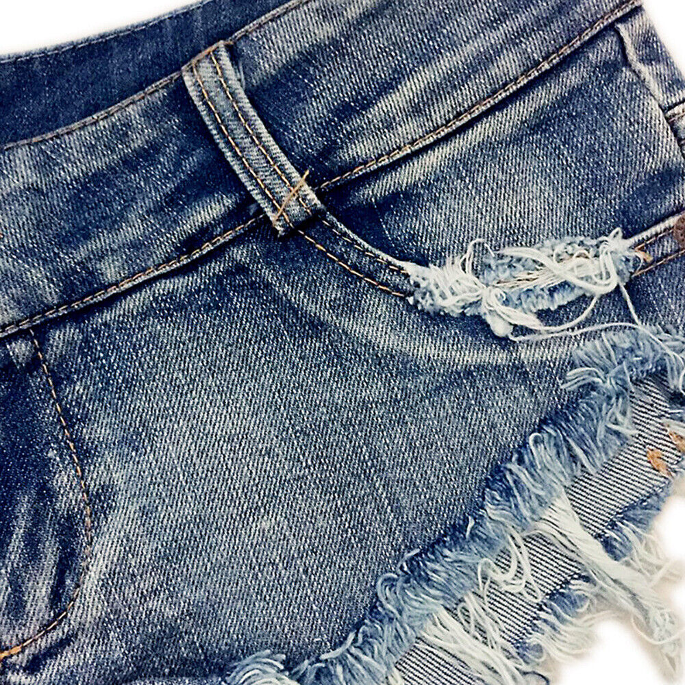 Ladies Cut Off Low Rise Micro Denim Shorts Hot Pants Mini Jeans