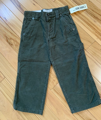 NWT Olive Green CORDUROY Cargo Style Pants Boys Sz 4 Adjustable Waist CHEROKEE