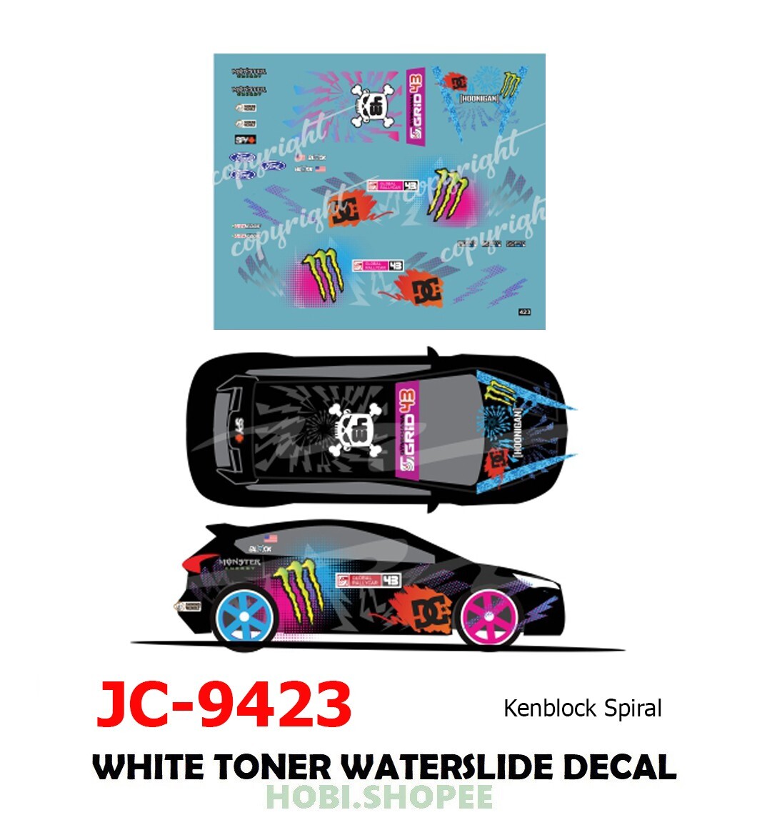 JC-9423 White Toner Waterslide Decals # Ken Block Spiral - 1:64