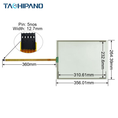 1X for SCN-A5-FLT15.1-001-0H1-R E266217 15.1 inch Panel Glass Touch Screen