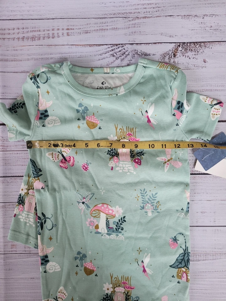 Nuevo Juego de pijama de 2 piezas FISH STIX por 10 Green Mushroom Fairy Foto 4 de 4