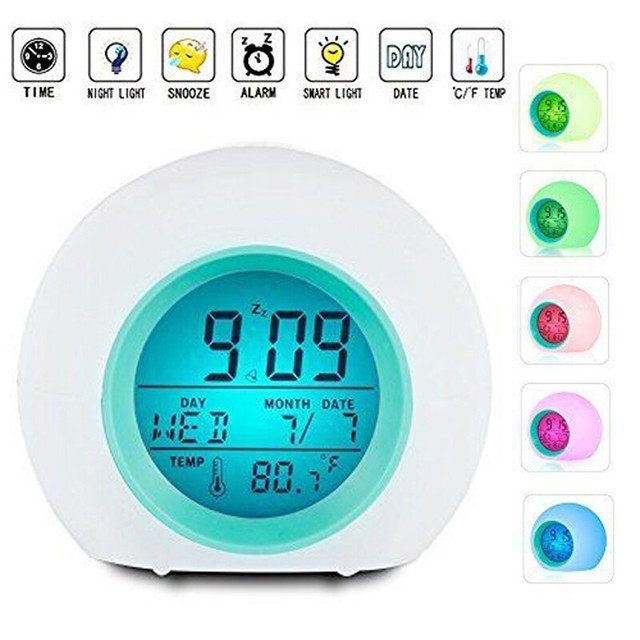 Wake Up Light Clock For Kids Child Toddler Adults 7 Colors Changing Alarm Clock Alarm Clocks Clock Radios Home Garden Worldenergy Ae