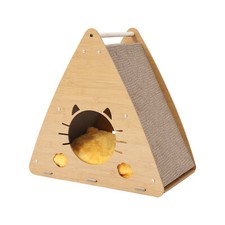 Log Color Cat Scratcher Lounge Corrugated Cardboard Triangle Cat Scratcher House