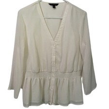 Banana Republic Womens White Chiffon  Dressy Blouse size Medium