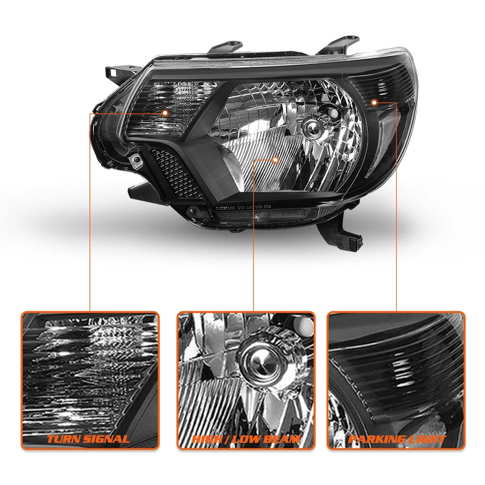 Par de faros esquineros transparentes negros para camioneta Toyota Tacoma 2012-2015 Foto 4 de 4