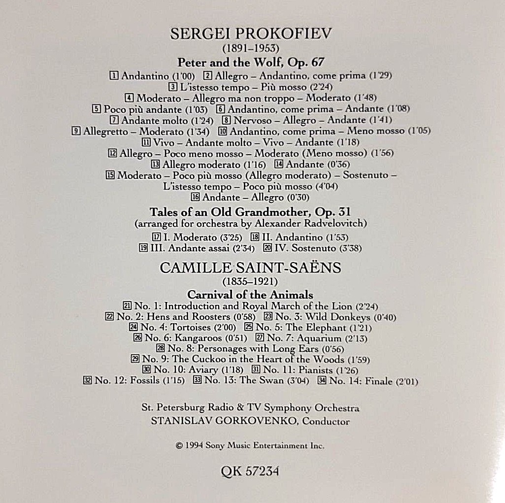 Prokofiev: Peter and the Wolf; Saint-Saens: Carnival of the
