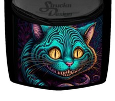Loaming Teal Grinning Cat Menacing Hood Wrap Vinyl Graphic Decal 58