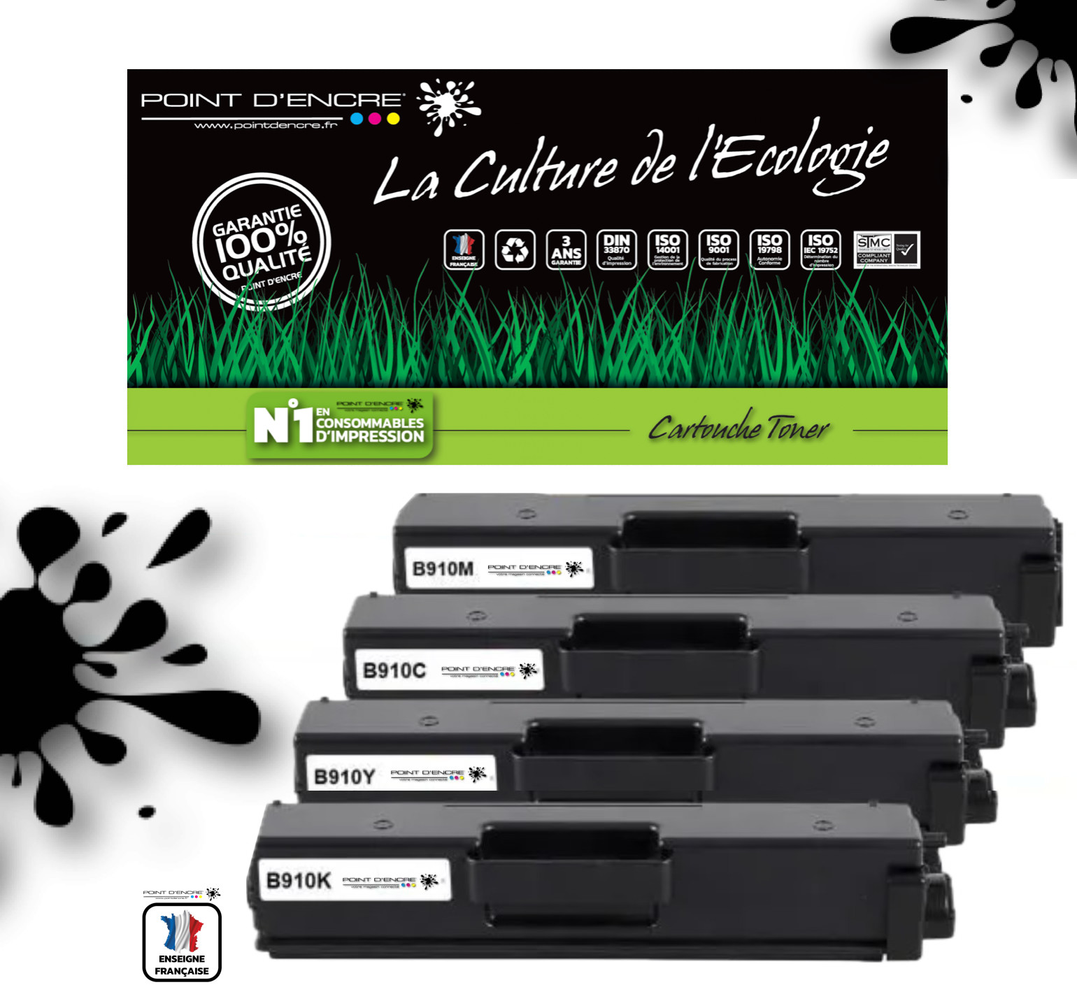 Toner Brother TN910 lot de 4 couleurs pour imprimer vos rapports d'agence
