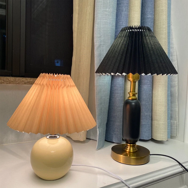 Falda plisada arte pantalla cubierta tela luz colgante mesa techo lámpara pantalla Foto 4 de 4