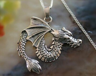 Drachen Anhänger Silber 925 Kettenanhänger Drachen echt  Sterlingsilber b6-1
