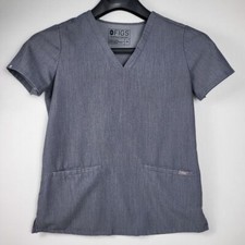 FIGS Technical Collection Scrub Top Gray Elastic Waist Drawstring Women's XS