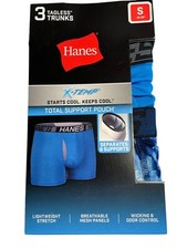 Hanes 3 Trunks Mens Small 28-30" Tagless X-Temp Total Support Pouch Wicking