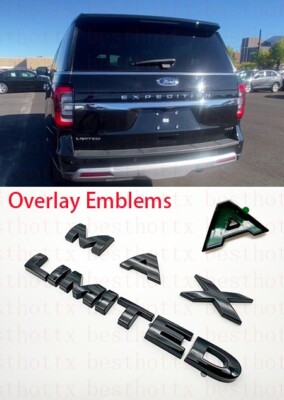 Gloss Black Limited MAX Overlay Letters Emblem FIT 2018-2024 Ford EXPEDITION MAX