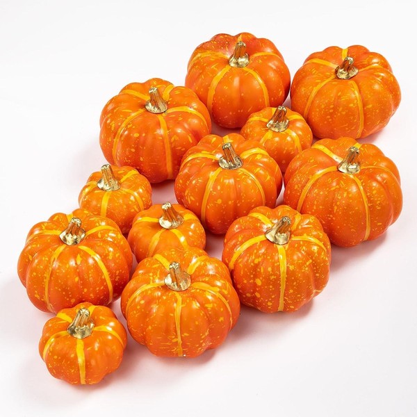 Herbst KüRbis Deko Mini 12 StüCk Halloween Thanksgiving Schaum Orange-image