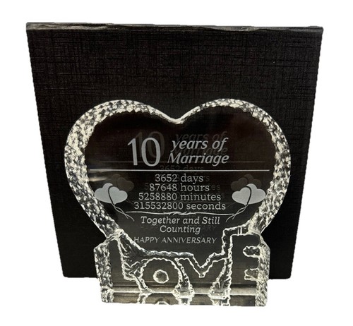 10 Year Crystal 10Th Wedding Anniversary Paperweight Keepsake Gift for Her Wife - Picture 3 of 3