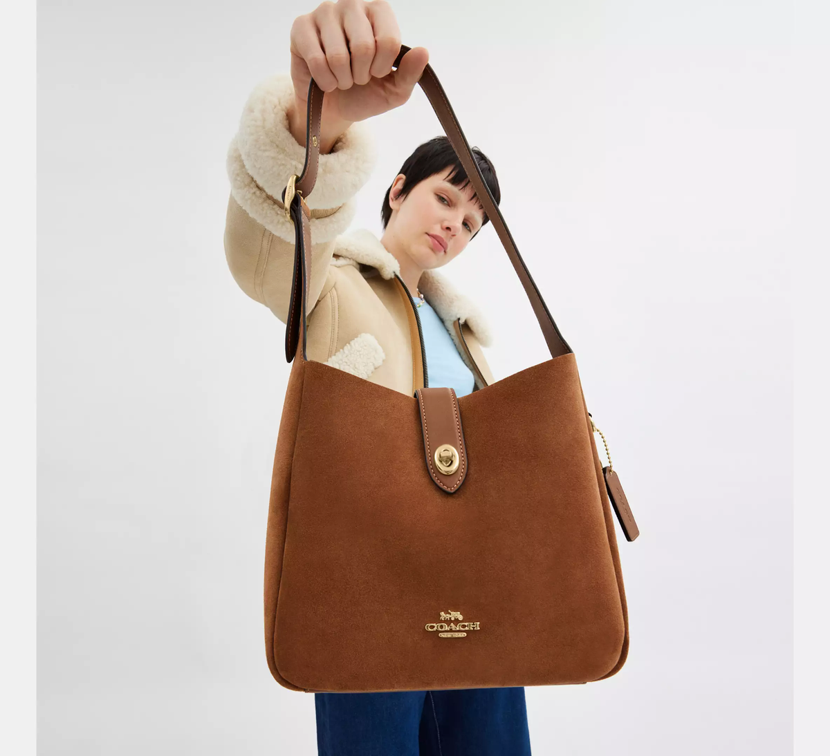 （US発）COACH Hadley スエードクロスボディ バッグ NWT Coach Hadley in Suede Convertible Crossbody Bag CW004