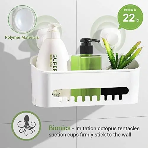 LUXEAR Suction Cup Shower Caddy - No Drilling Removable Shower Shelf -  Powerful